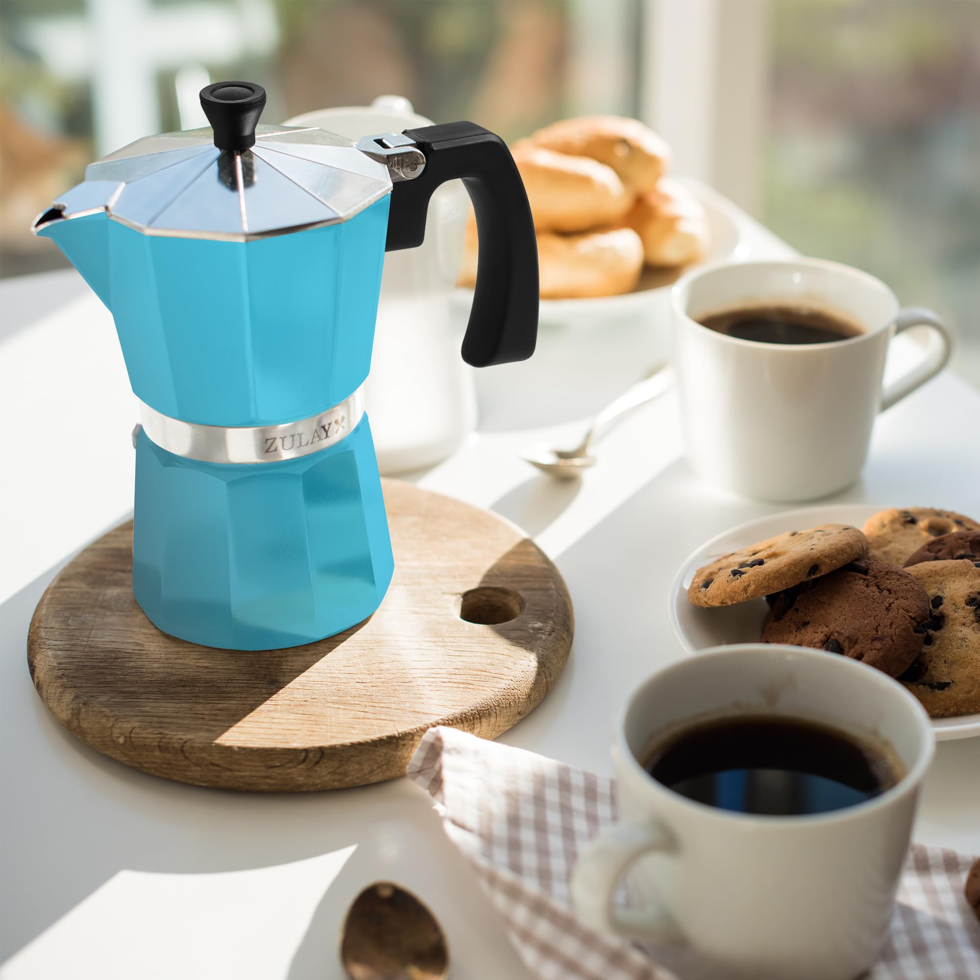 Foto 3 pulgar | Cafetera Moka Pot Zulay Kitchen Zk 6 Tazas Aluminio Azul Claro - Venta Internacional