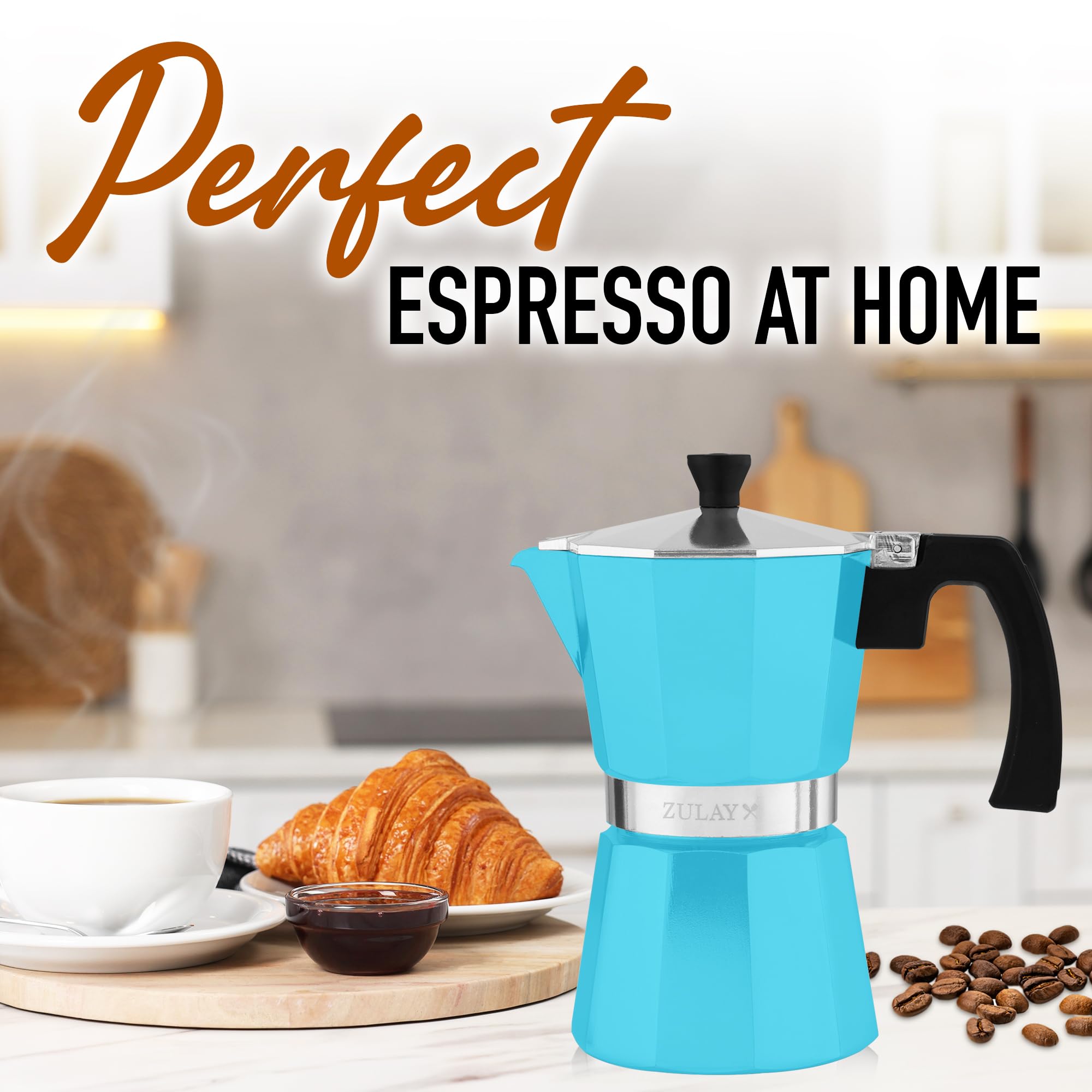 Foto 4 pulgar | Cafetera Moka Pot Zulay Kitchen Zk 6 Tazas Aluminio Azul Claro - Venta Internacional