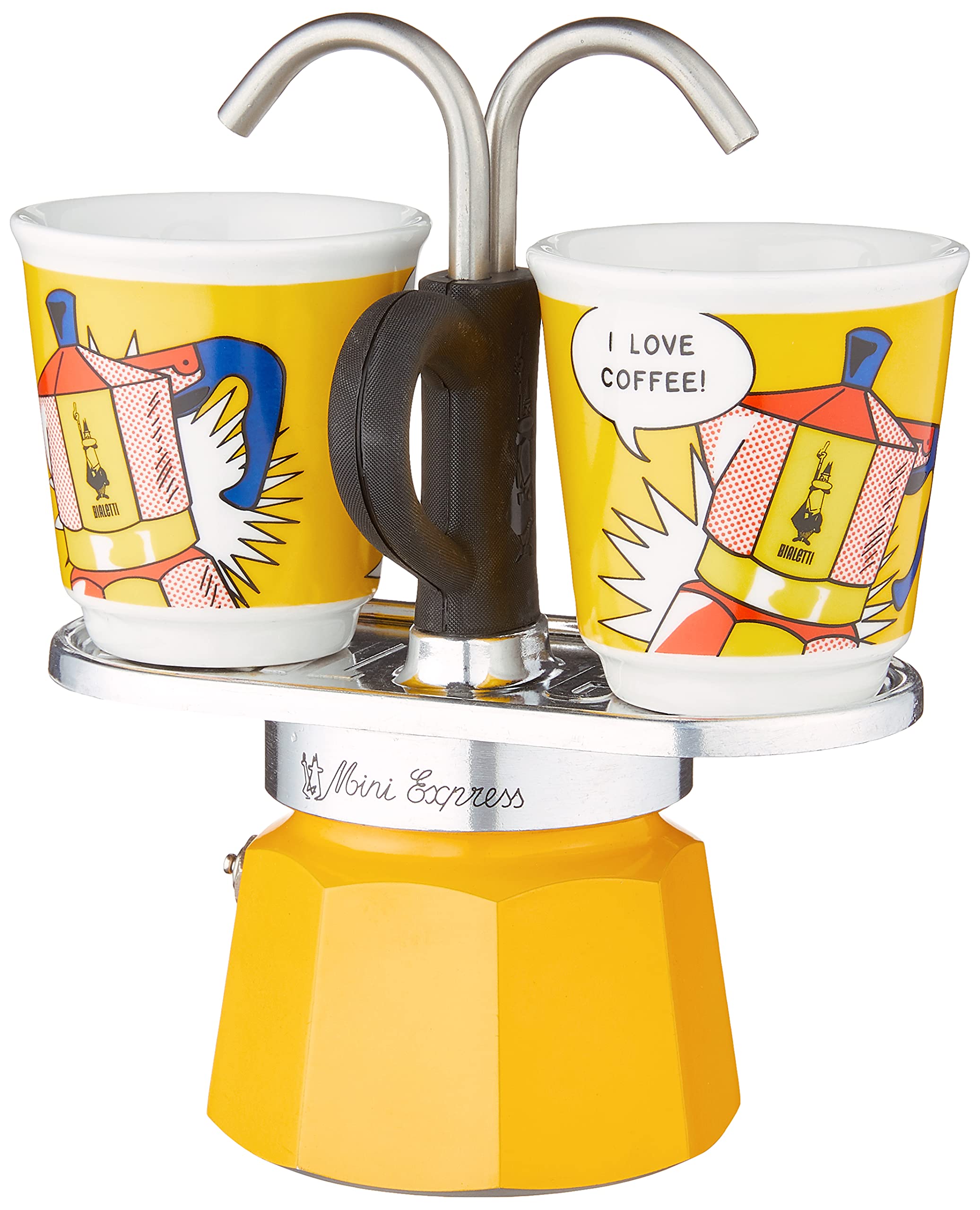 Foto 2 | Set Moka Bialetti Mini Express Lichtenstein De 2 Tazas, Color Amarillo - Venta Internacional.