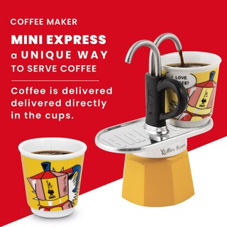 Foto 5 | Set Moka Bialetti Mini Express Lichtenstein De 2 Tazas, Color Amarillo - Venta Internacional.