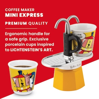 Foto 6 | Set Moka Bialetti Mini Express Lichtenstein De 2 Tazas, Color Amarillo - Venta Internacional.