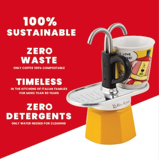 Foto 7 | Set Moka Bialetti Mini Express Lichtenstein De 2 Tazas, Color Amarillo - Venta Internacional.