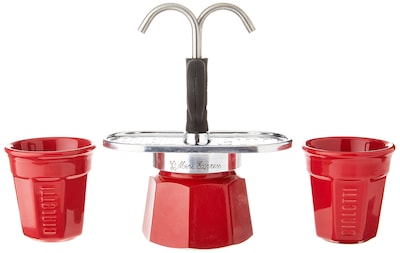 Foto 3 | Cafetera Bialetti Mini Express De 2 Tazas Con 2 Vasos De Chupito - Venta Internacional.