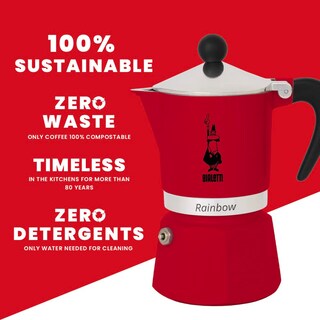 Foto 4 | Cafetera Bialetti 4961 Rainbow Para 1 Taza, Aluminio, Color Rojo - Venta Internacional.