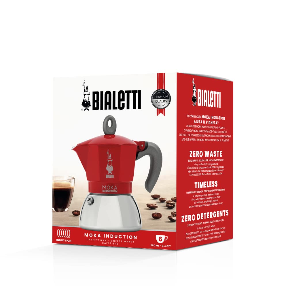 Foto 2 | Moka Pot Bialetti Moka Induction, 6 Tazas, Rojo Espresso - Venta Internacional.