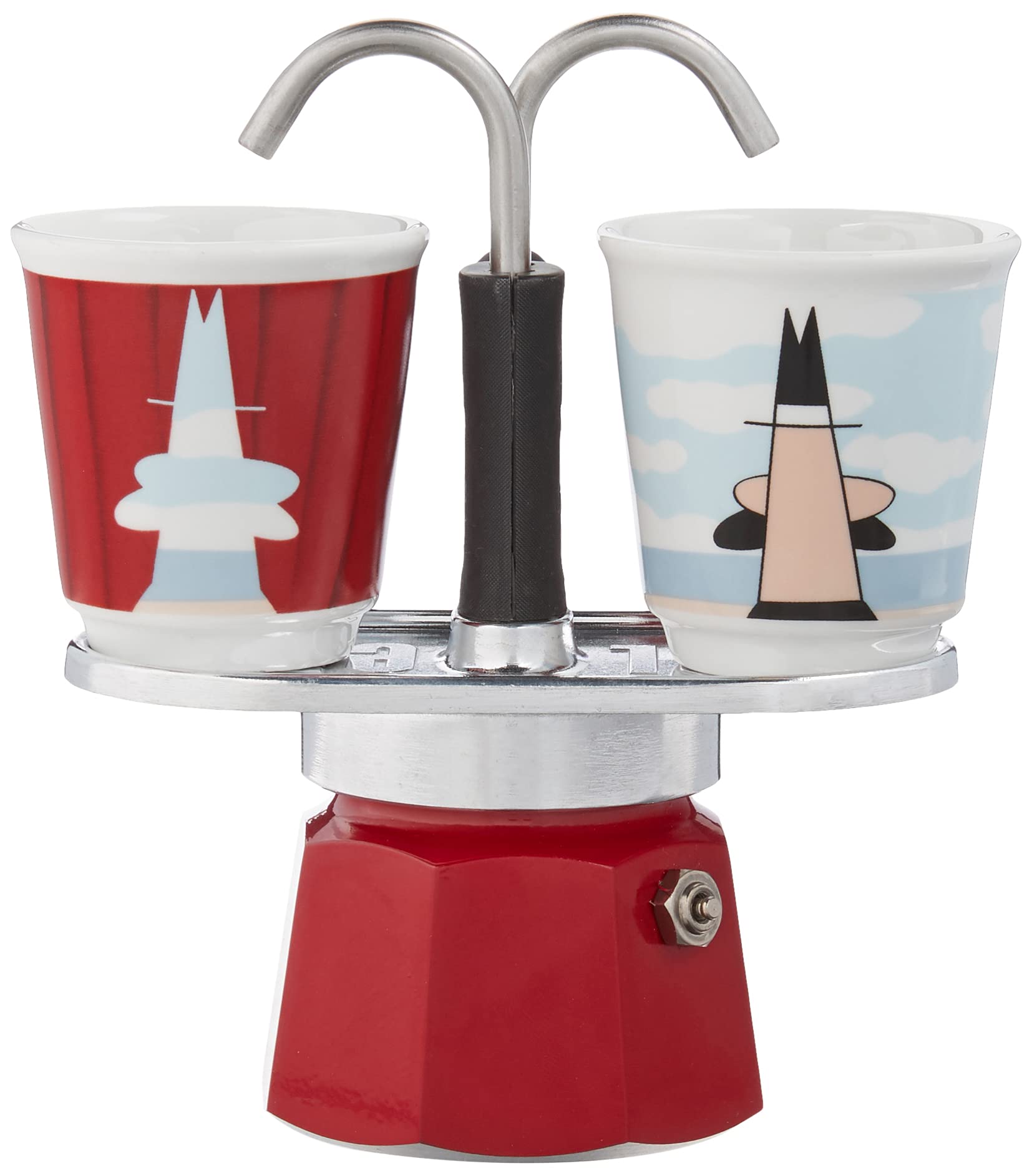 Foto 3 pulgar | Set Moka Bialetti Mini Express Magritte De 2 Tazas Con 2 Vasos, Color Rojo - Venta Internacional.