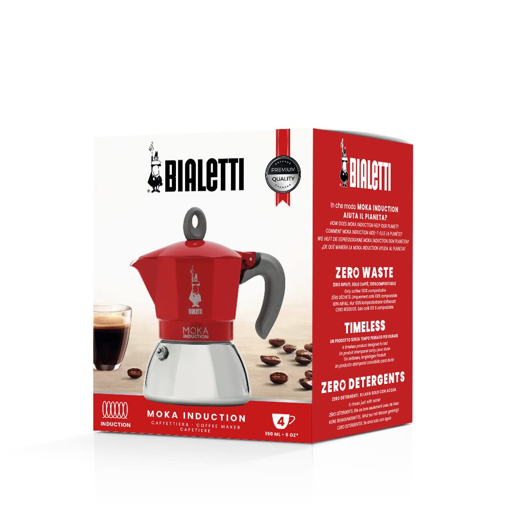 Foto 3 pulgar | Moka Pot Bialetti Moka Induction, 4 Tazas, Rojo Espresso - Venta Internacional.