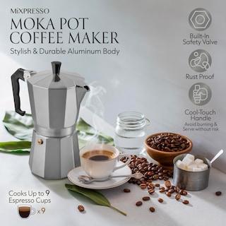 Foto 2 | Cafetera Cubana Moka Pot Mixpresso para 9 Tazas Cuerpo de Aluminio - Venta Internacional