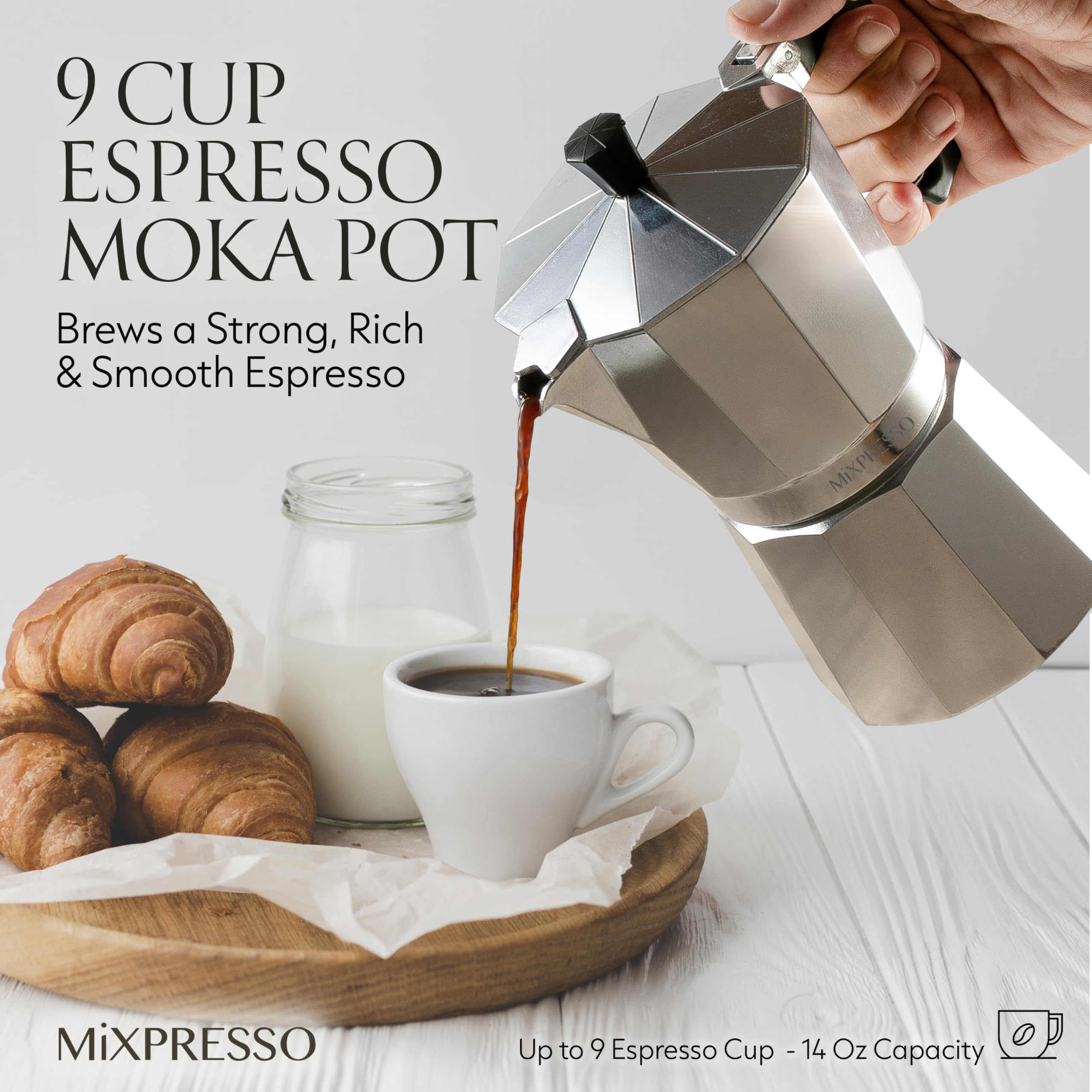 Foto 5 pulgar | Cafetera Cubana Moka Pot Mixpresso para 9 Tazas Cuerpo de Aluminio - Venta Internacional