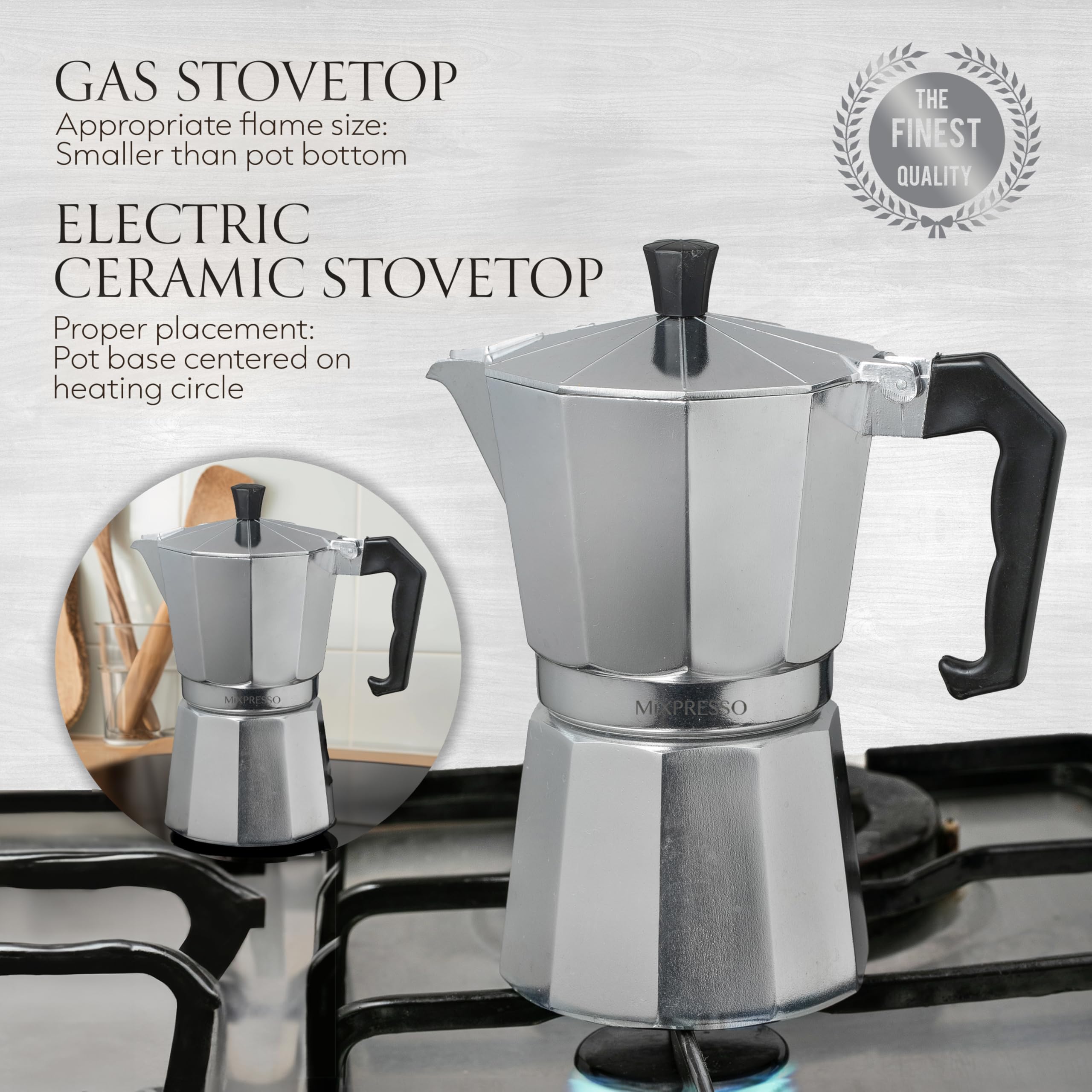Foto 7 pulgar | Cafetera Cubana Moka Pot Mixpresso para 9 Tazas Cuerpo de Aluminio - Venta Internacional