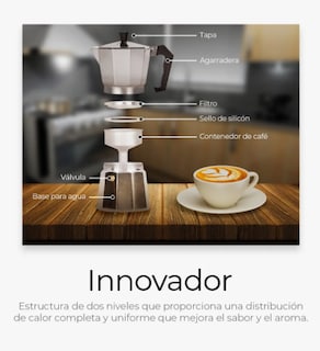 Foto 3 | Cafetera Italiana de Aluminio Tucson Plateada con Válvula