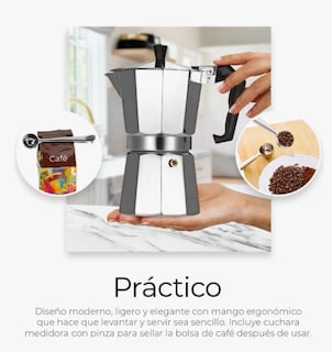 Foto 4 | Cafetera Italiana de Aluminio Tucson Plateada con Válvula
