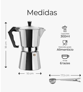Foto 5 | Cafetera Italiana de Aluminio Tucson Plateada con Válvula