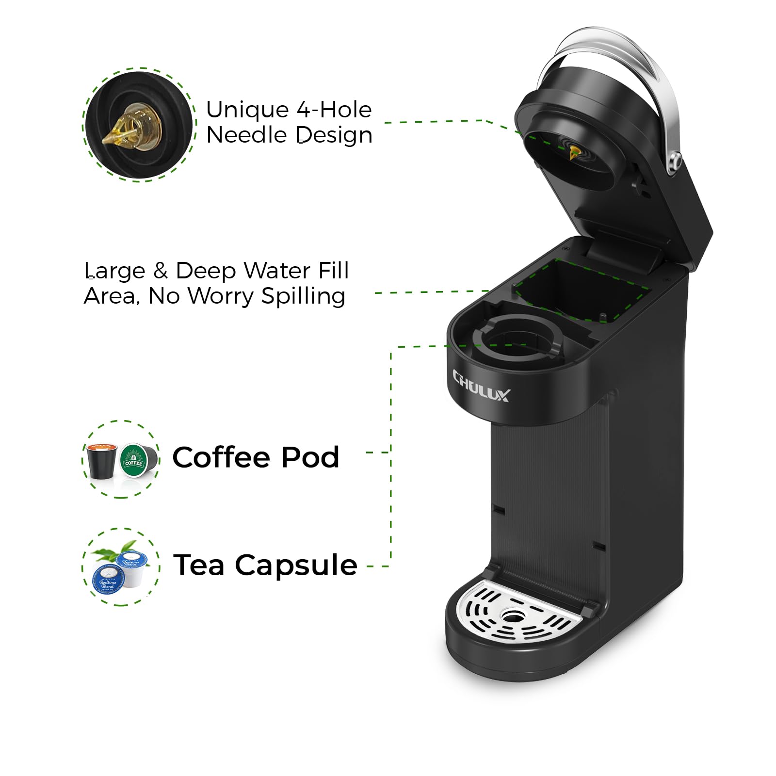 Foto 6 pulgar | Cafetera Chulux Slim Single Serve Para Cápsulas K De 180 A 360 Ml - Venta Internacional.