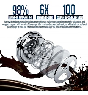 Foto 3 | Cafetera Estilo Prensa Francesa De Acero Inoxidable 1000 Ml