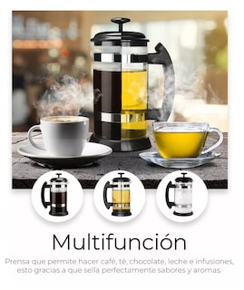 Foto 5 | Cafetera de Prensa Francesa de Acero Inoxidable y Vidrio 1 Lt Negro