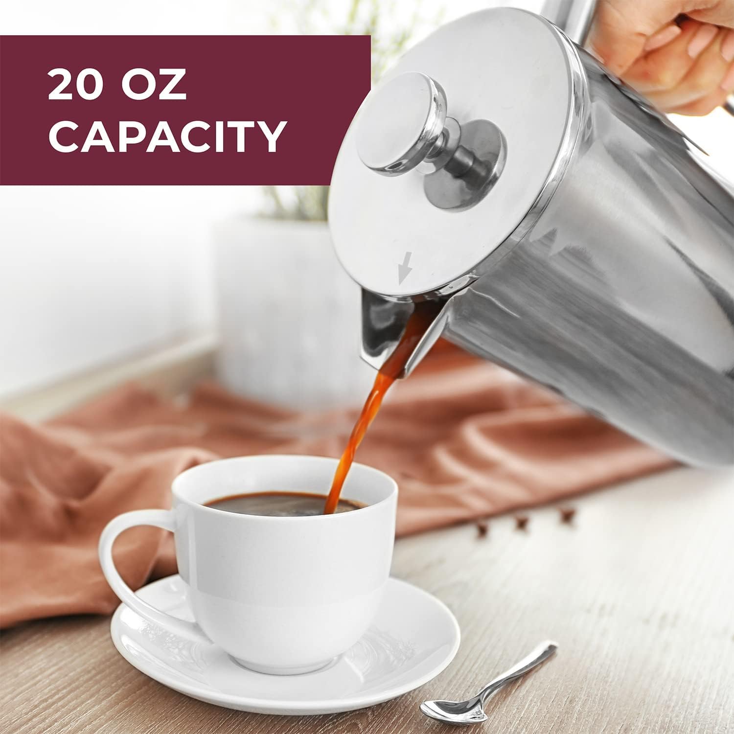 Foto 3 pulgar | Cafetera French Press Muellerliving  600 Ml  Acero Inoxidable - Venta Internacional.