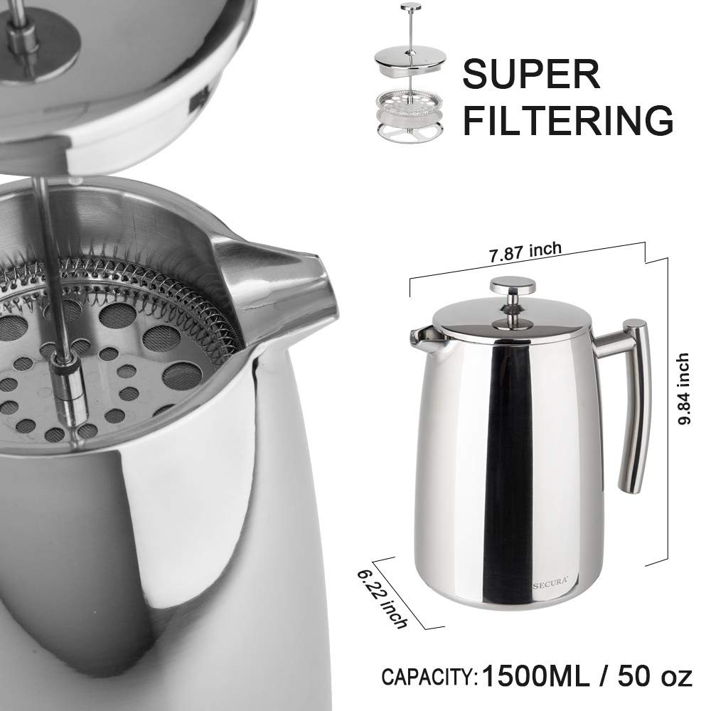 Foto 3 pulgar | Cafetera de Prensa Francesa Secura 1500 ml - Venta Internacional