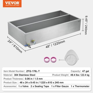 Foto 7 | Sartén Evaporadora De Sirope De Arce Vevor, 47 Galones, 180 L, Acero Inoxidable - Venta Internacional.