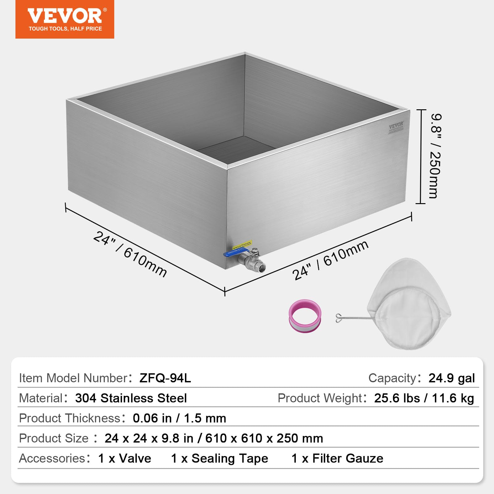 Foto 7 | Sartén Evaporadora De Sirope De Arce Vevor 94.2l 304 De Acero Inoxidable - Venta Internacional.