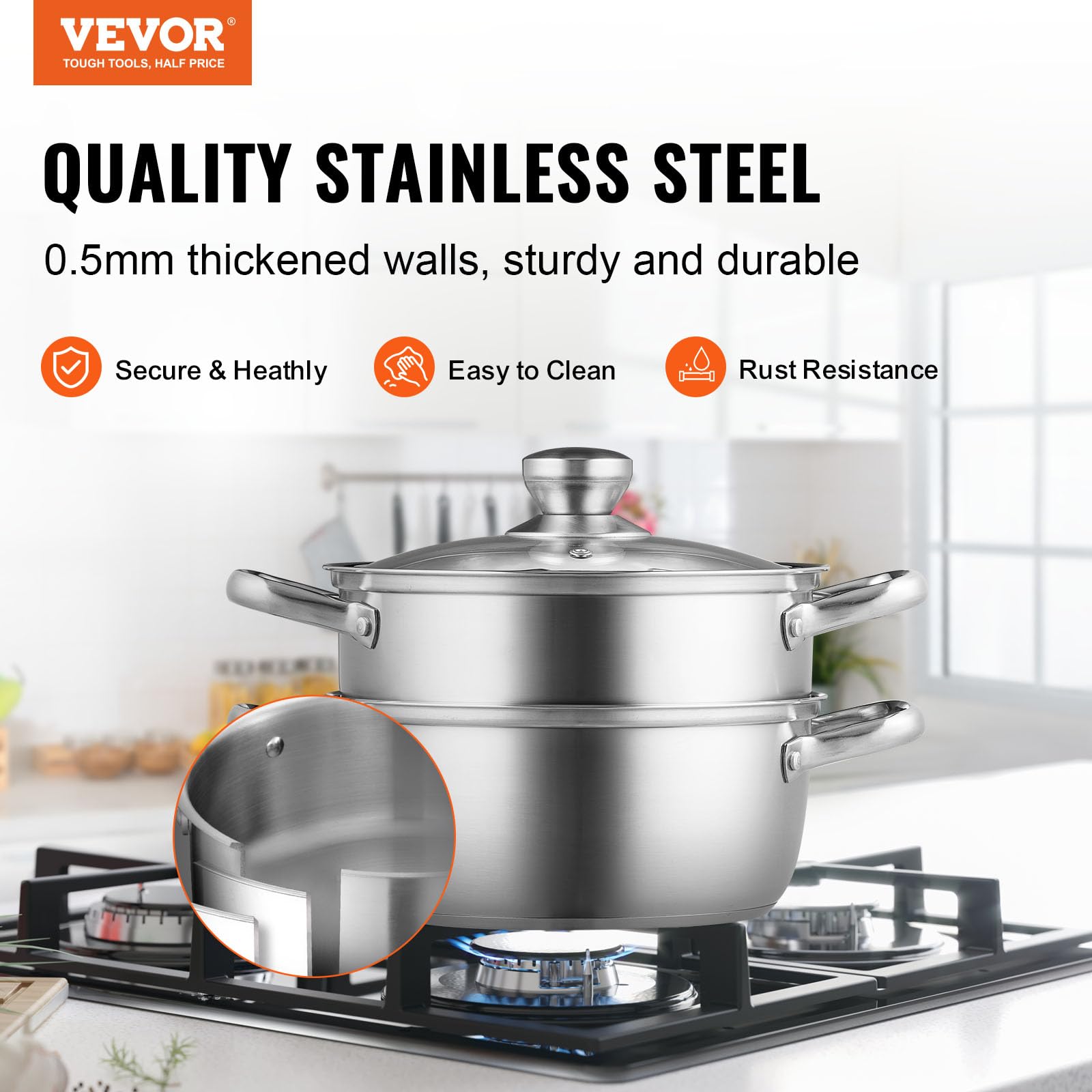 Foto 3 pulgar | Vaporera Vevor con Olla de Acero Inoxidable de 3 l - Venta Internacional