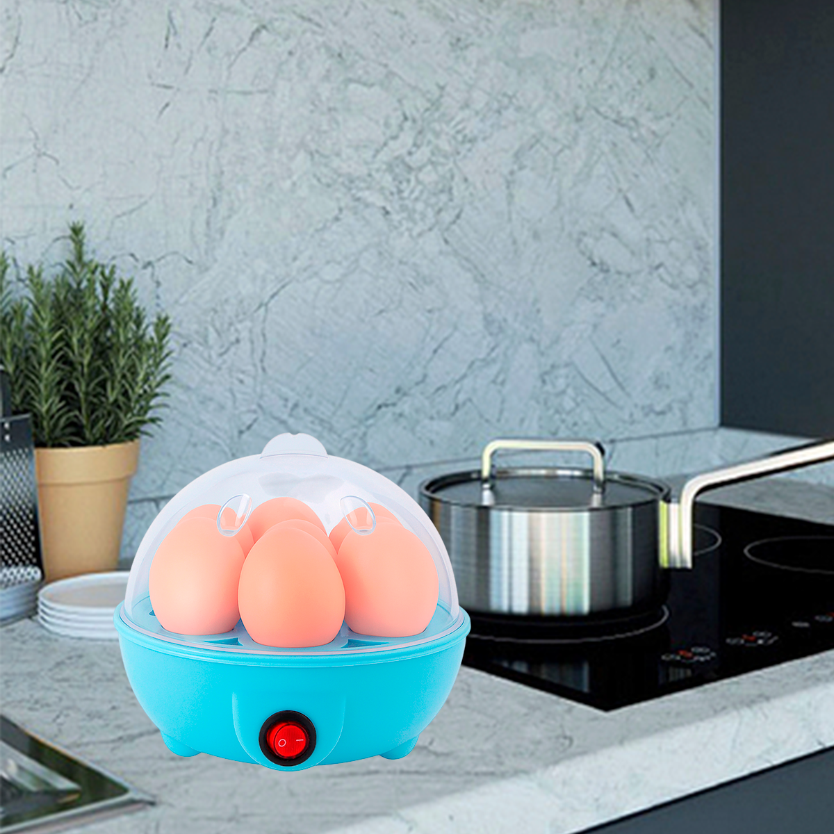 Foto 4 pulgar | Vaporera Eléctrica Multiusos Para Huevos Y Verduras Color Azul