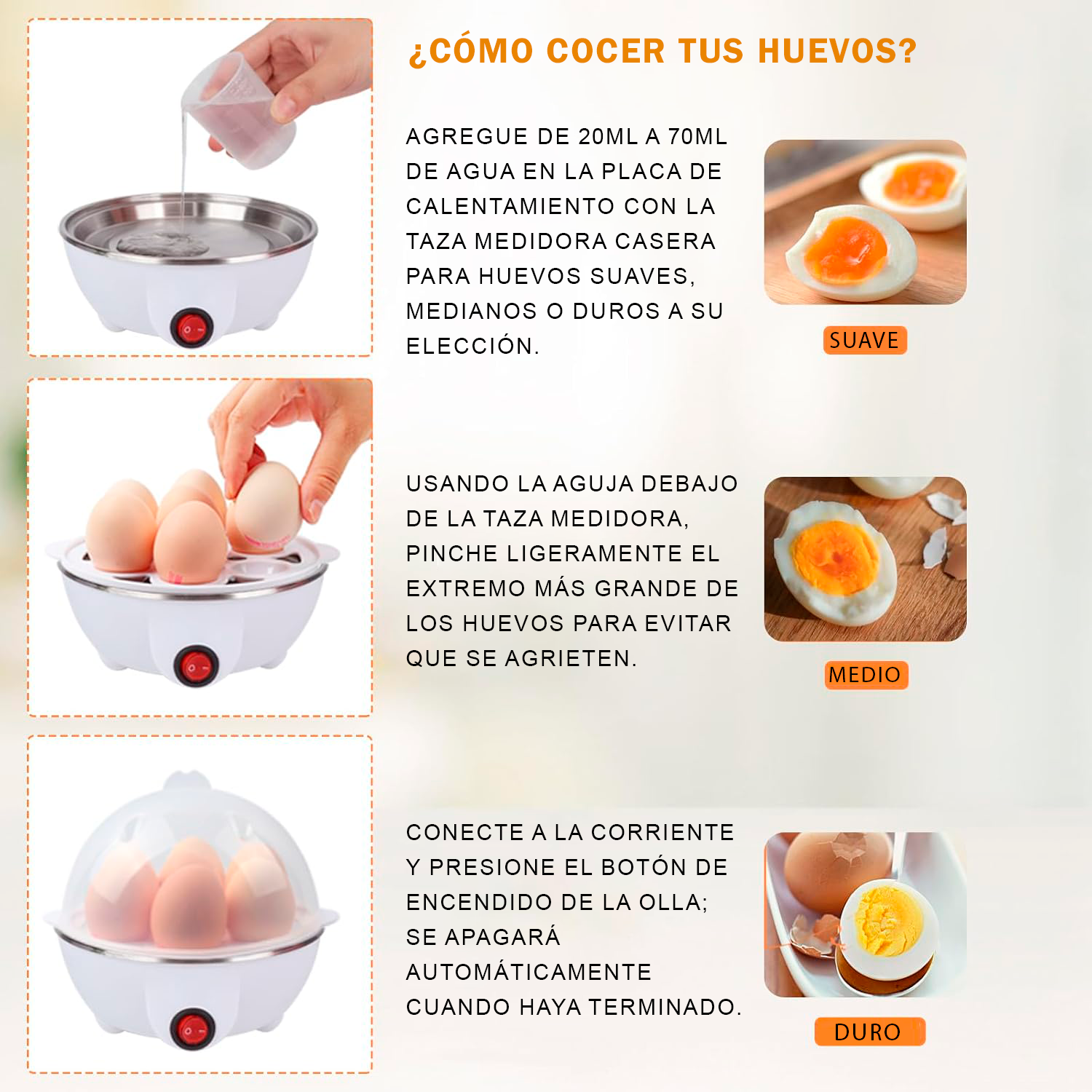 Foto 7 pulgar | Vaporera Eléctrica Multiusos Para Huevos Y Verduras Color Amarilla