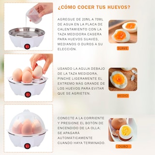 Foto 6 | Vaporera Eléctrica Multiusos Para Huevos Y Verduras Color Amarilla