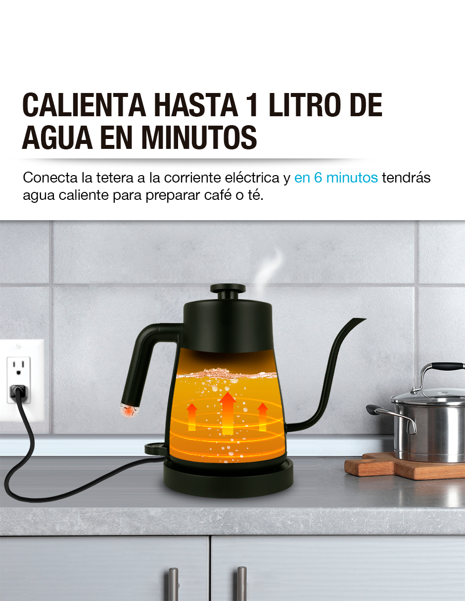 Foto 4 pulgar | Tetera Eléctrica Cuello de Cisne Casa Litus 83262-BL color Negro