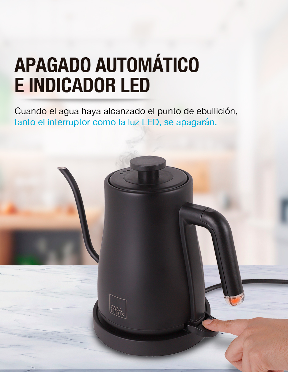 Foto 5 | Tetera Eléctrica Cuello de Cisne Casa Litus 83262-BL color Negro