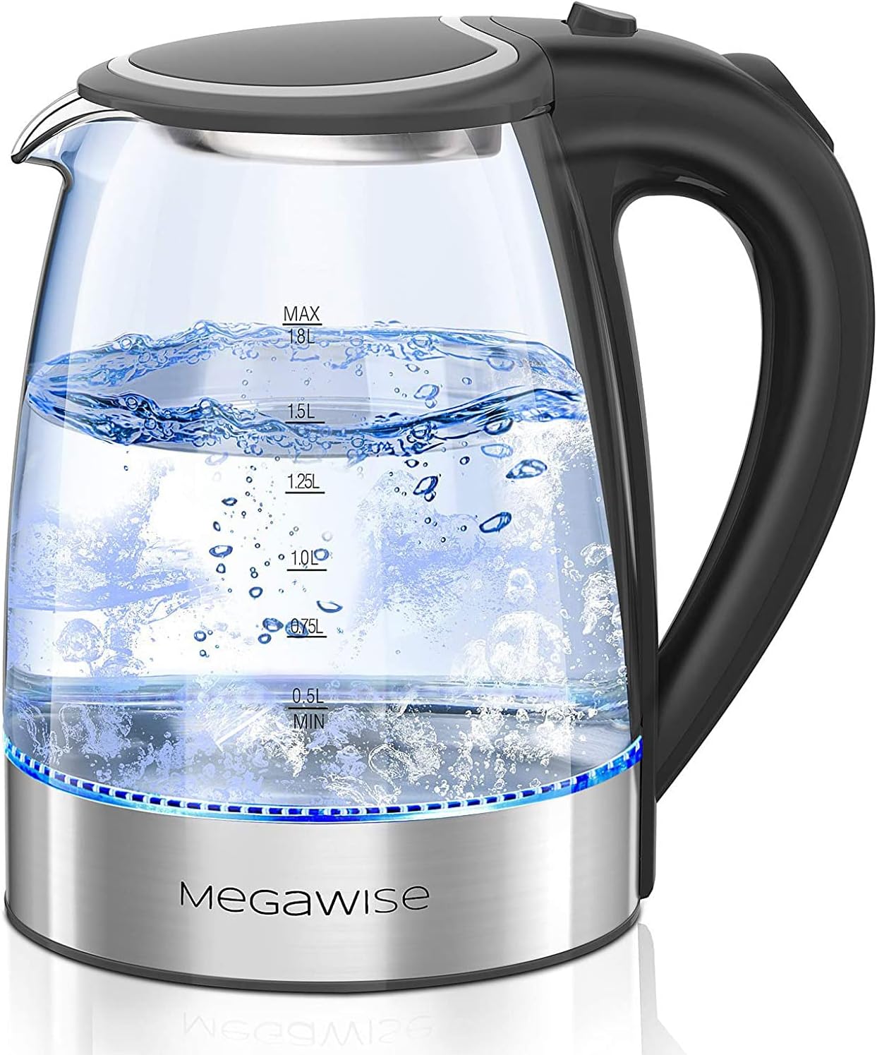 Foto 2 pulgar | Megawise Hervidor Eléctrico De 1500 W, Hervidor De Té De Vidrio De Borosilicato De 1,8 L Con Luz Led