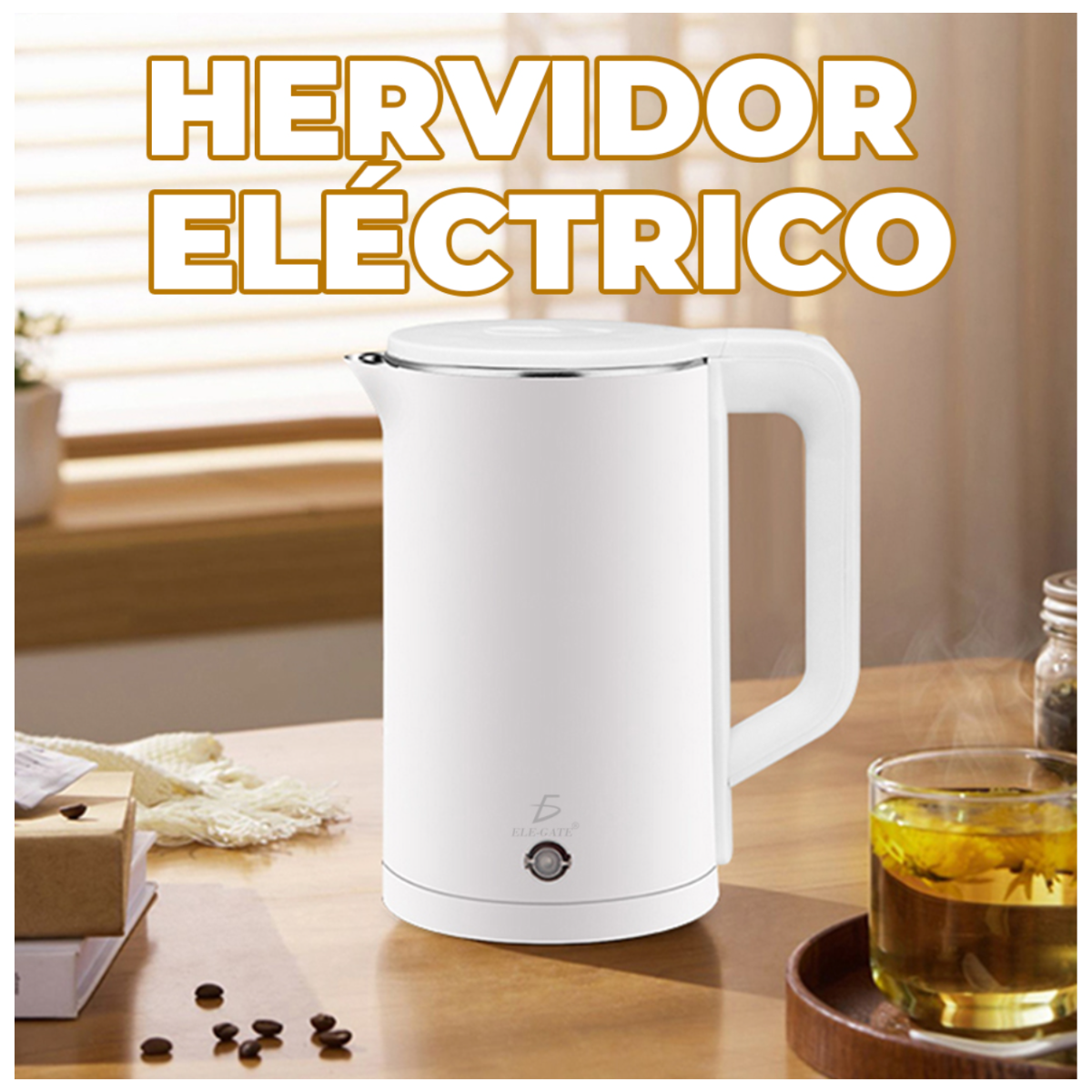 Foto 3 | Jarra Hervidora Eléctrica Acero Inoxidable Silenciosa 1.5 L Color Blanco