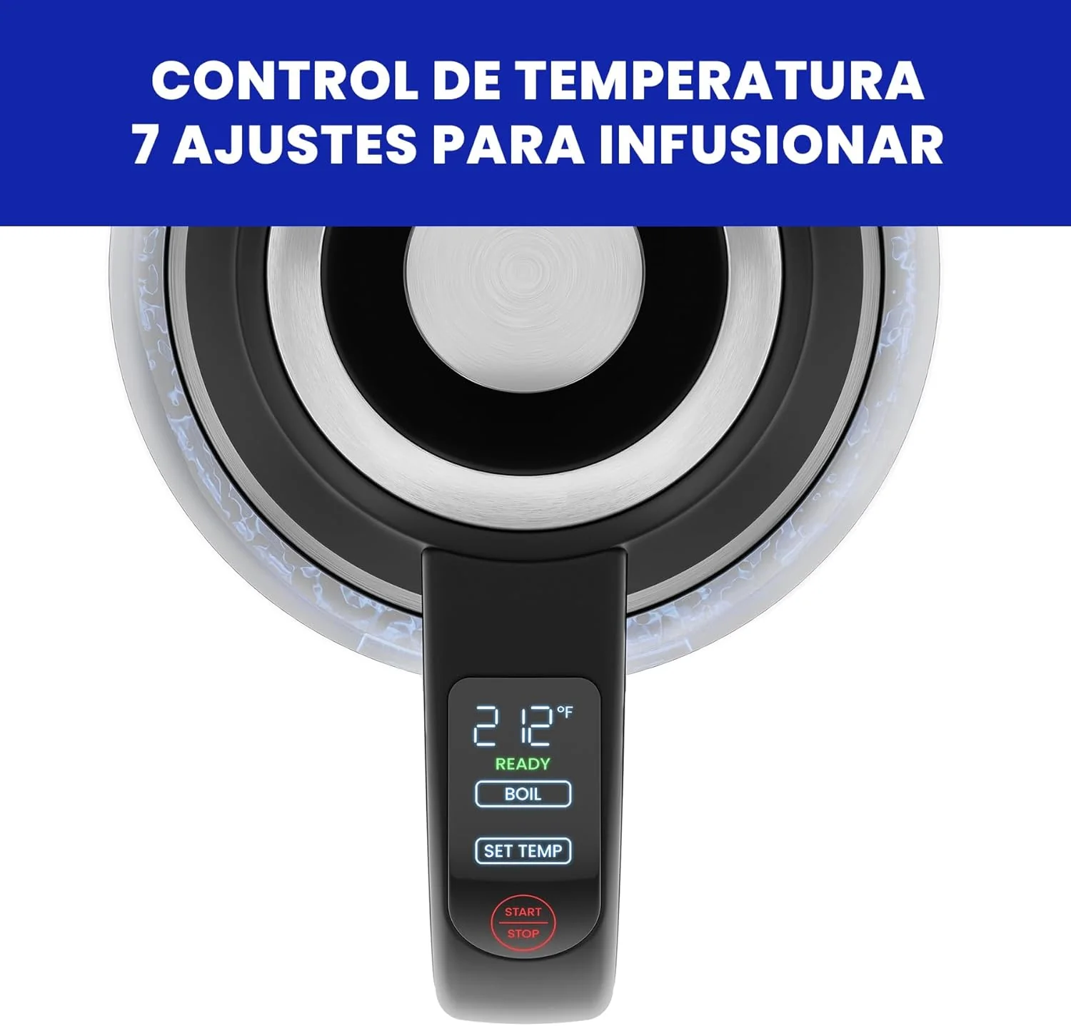 Foto 5 pulgar | Chefman - Tetera Eléctrica De Vidrio Con Infusor De Té - 1,8 L