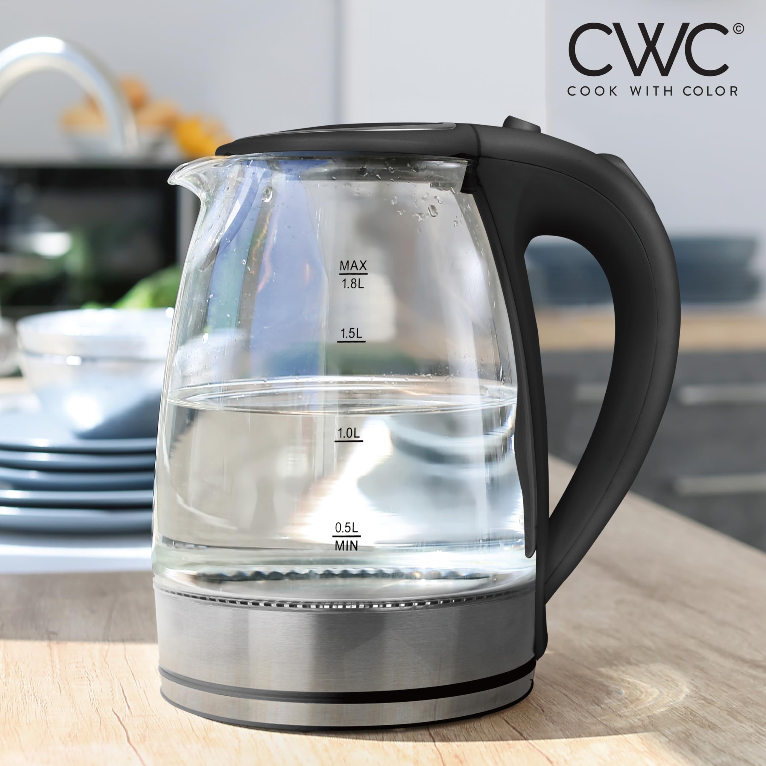 Foto 5 pulgar | Hervidor Eléctrico Cook With Color Glass 1.8 L Rapid Boil Black - Venta Internacional.