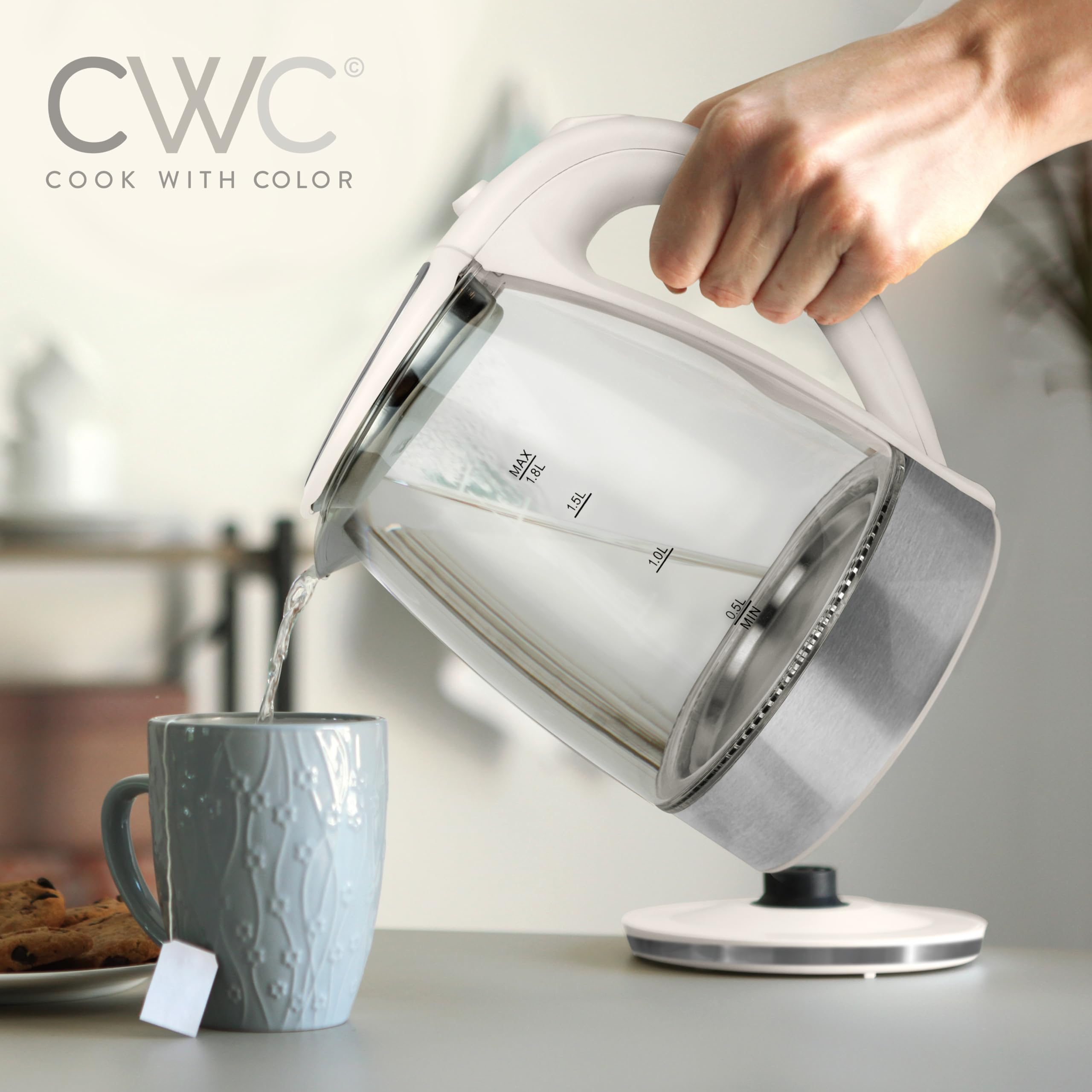 Foto 3 pulgar | Hervidor Eléctrico Cook With Color Glass, Crema De Ebullición Rápida De 1.8 L - Venta Internacional.