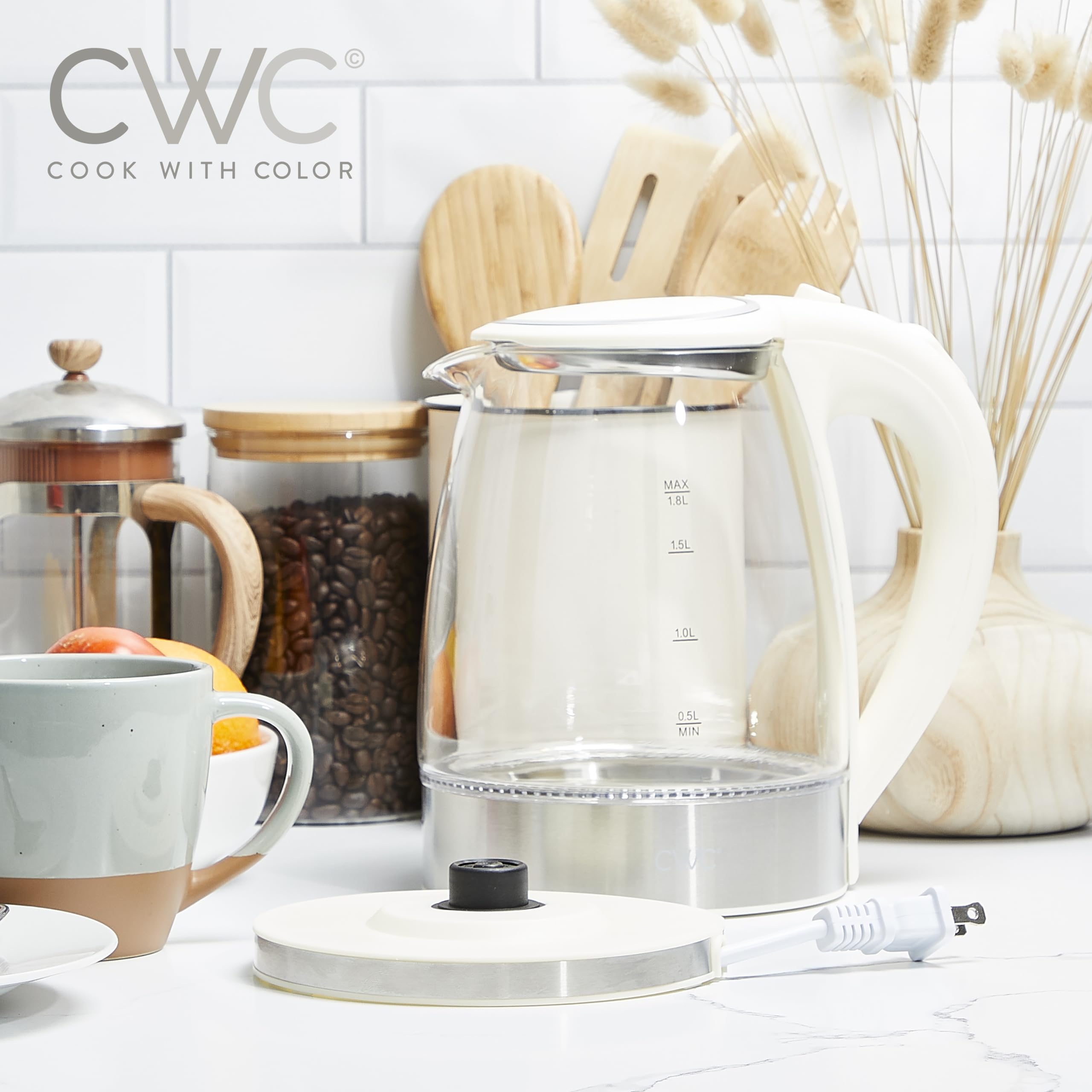 Foto 6 pulgar | Hervidor Eléctrico Cook With Color Glass, Crema De Ebullición Rápida De 1.8 L - Venta Internacional.