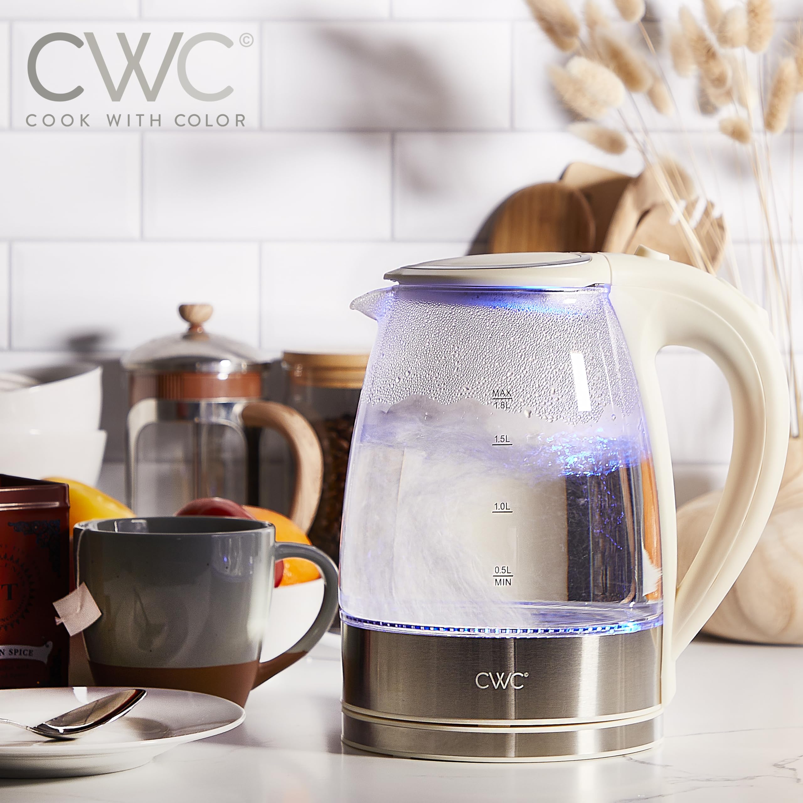 Foto 7 pulgar | Hervidor Eléctrico Cook With Color Glass, Crema De Ebullición Rápida De 1.8 L - Venta Internacional.
