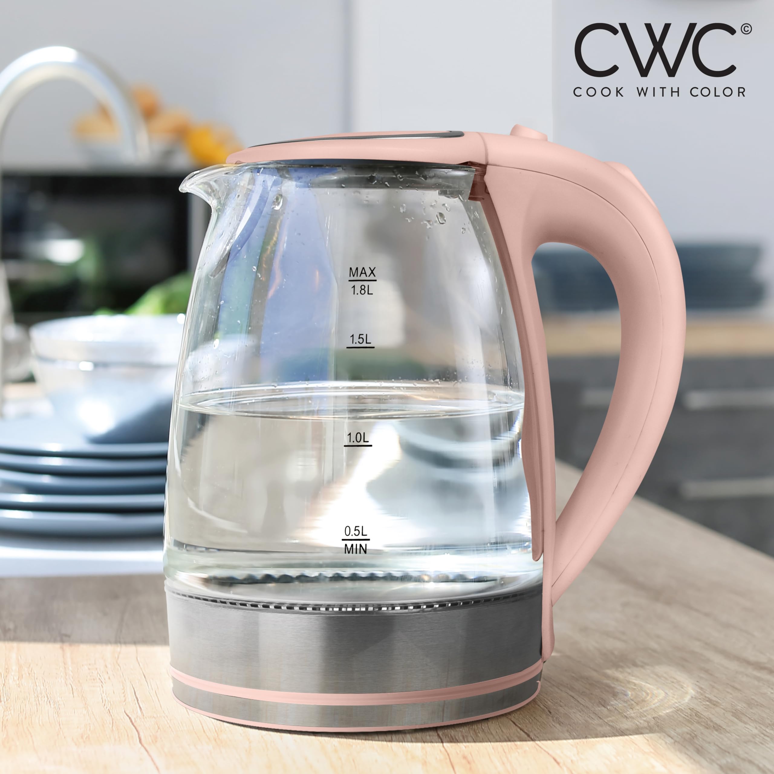 Foto 4 pulgar | Colorete Eléctrico Cook With Color Glass, 1.8 L, Rapid Boil - Venta Internacional.