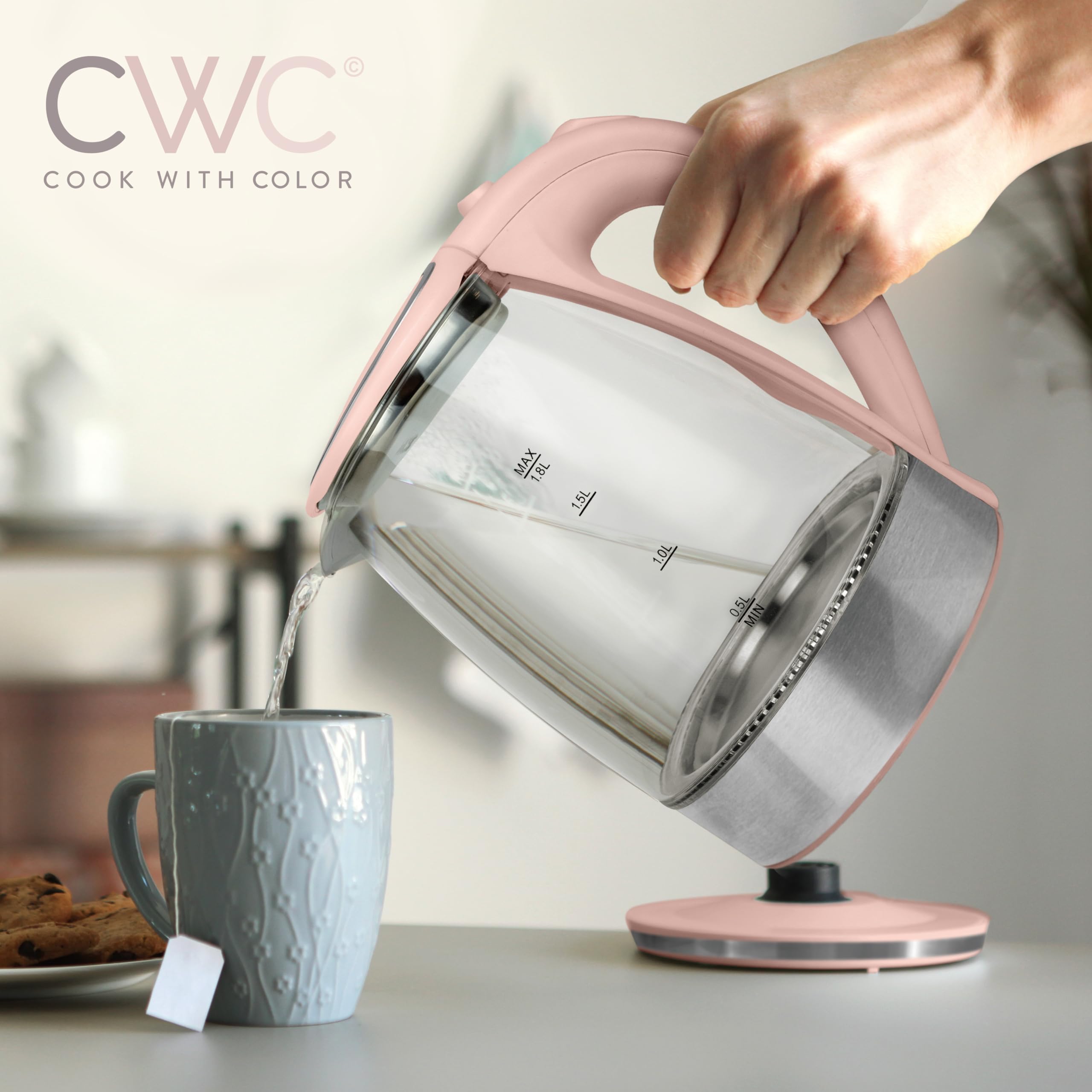 Foto 5 pulgar | Colorete Eléctrico Cook With Color Glass, 1.8 L, Rapid Boil - Venta Internacional.
