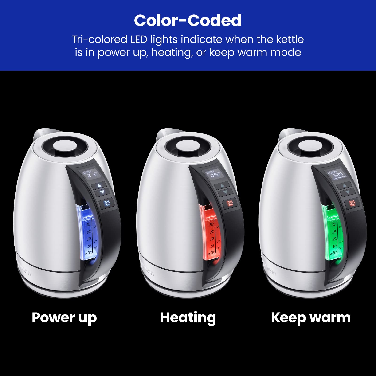 Foto 6 pulgar | Tetera Eléctrica Chefman 1.8L con Control de Temperatura y Luces LED Tricolores - Venta Internacional
