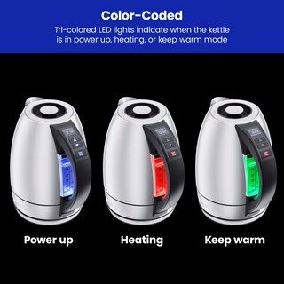 Foto 5 | Tetera Eléctrica Chefman 1.8L con Control de Temperatura y Luces LED Tricolores - Venta Internacional