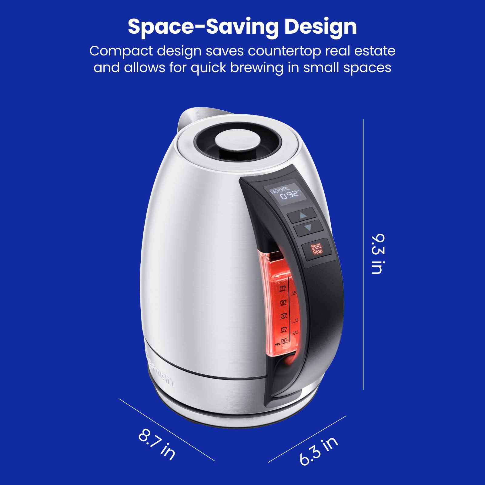 Foto 7 | Tetera Eléctrica Chefman 1.8L con Control de Temperatura y Luces LED Tricolores - Venta Internacional
