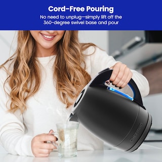 Foto 5 | Hervidor Eléctrico Chefman 1.8l de Acero Inoxidable con Led Negro - Venta Internacional