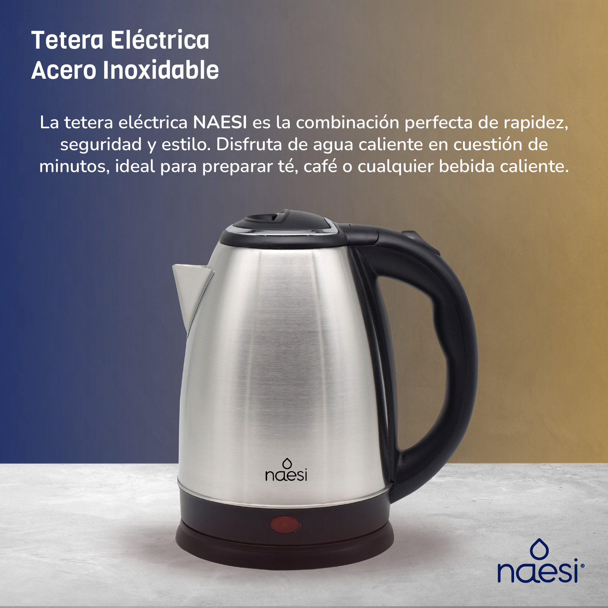 Foto 6 pulgar | Tetera Eléctrica Naesi  1.8l de Acero Inoxidable