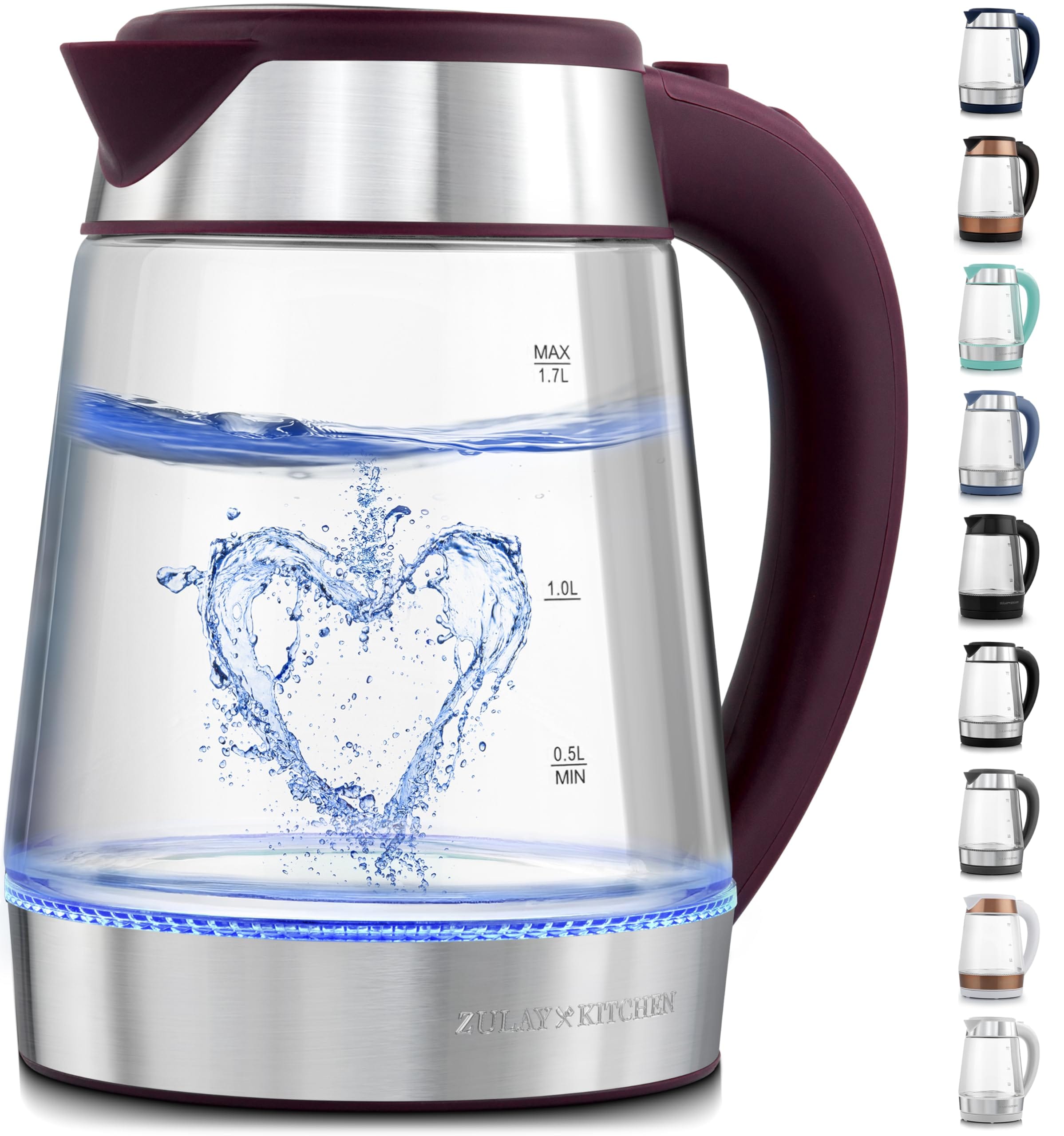 Hervidor Eléctrico Zulay Kitchen, De Ebullición Rápida, 1,7 L, 1500 W, Color Morado - Venta Internacional. $969