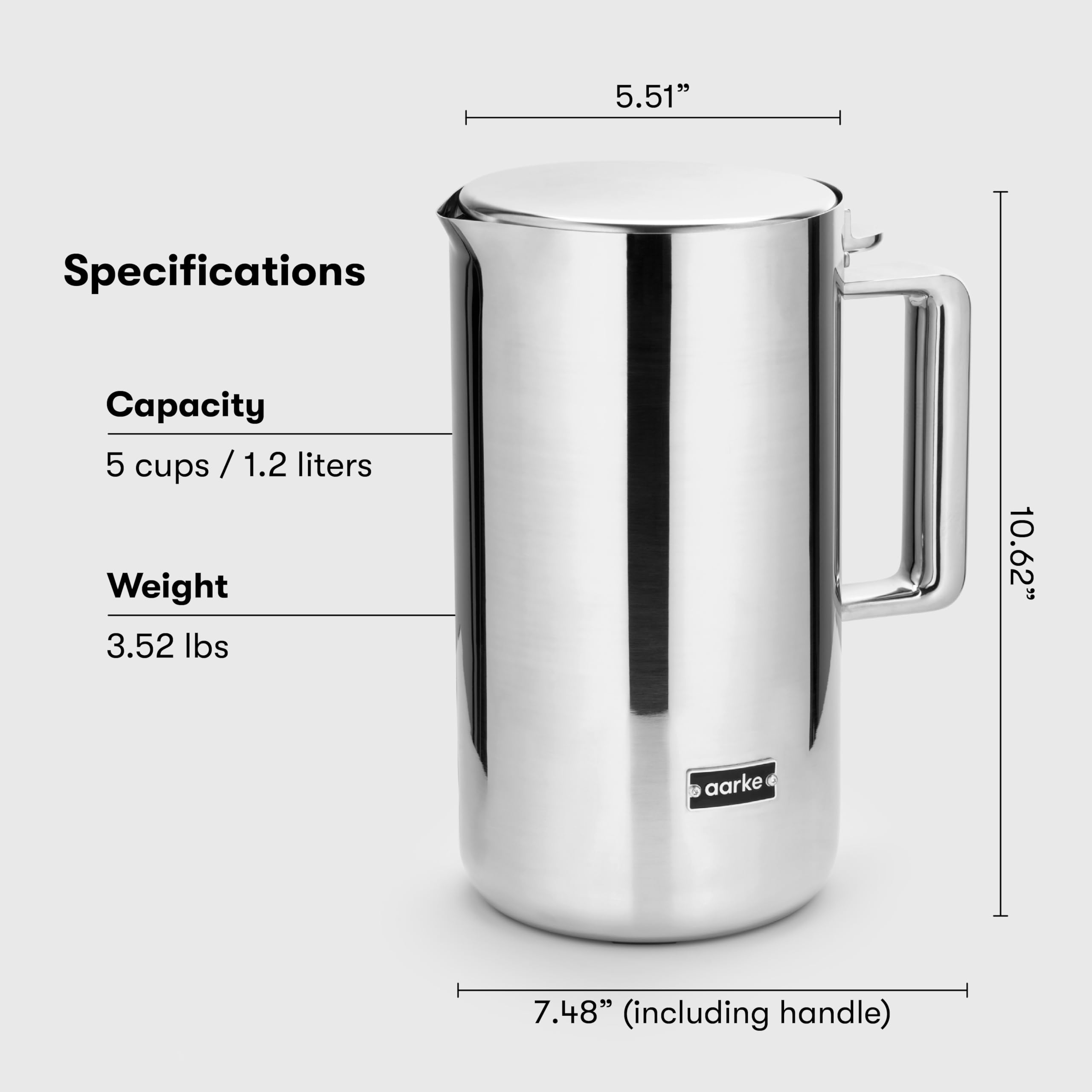 Foto 6 | Aarke Kettle | Stainless Steel Hot Water Kettle | 360° Swivel Base | 1.2l / 5 Cups - Steel - Venta Internacional.
