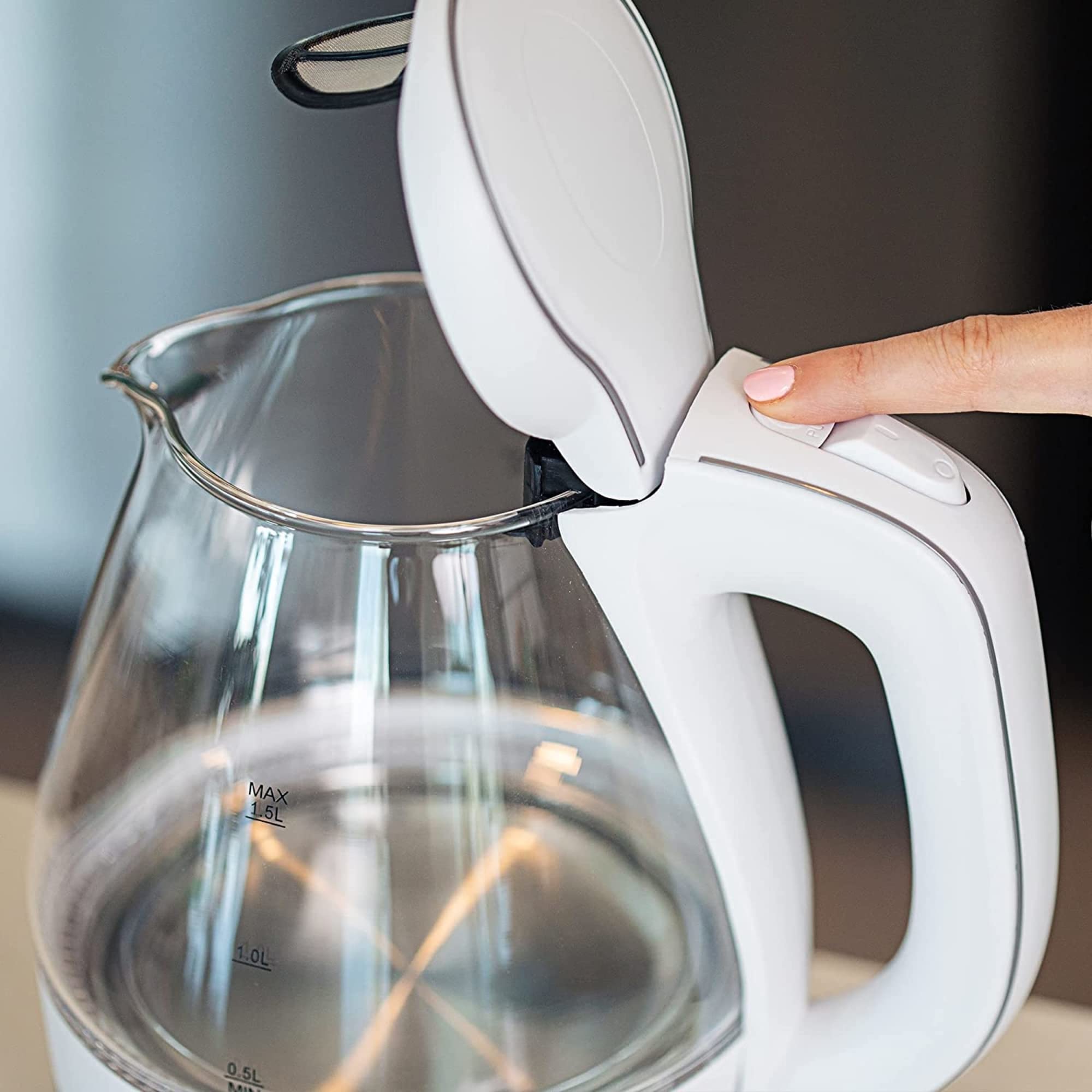 Foto 7 pulgar | Hervidor Eléctrico Ovente KG83W de Vidrio Borosilicato 1,5 L Blanco - Venta Internacional