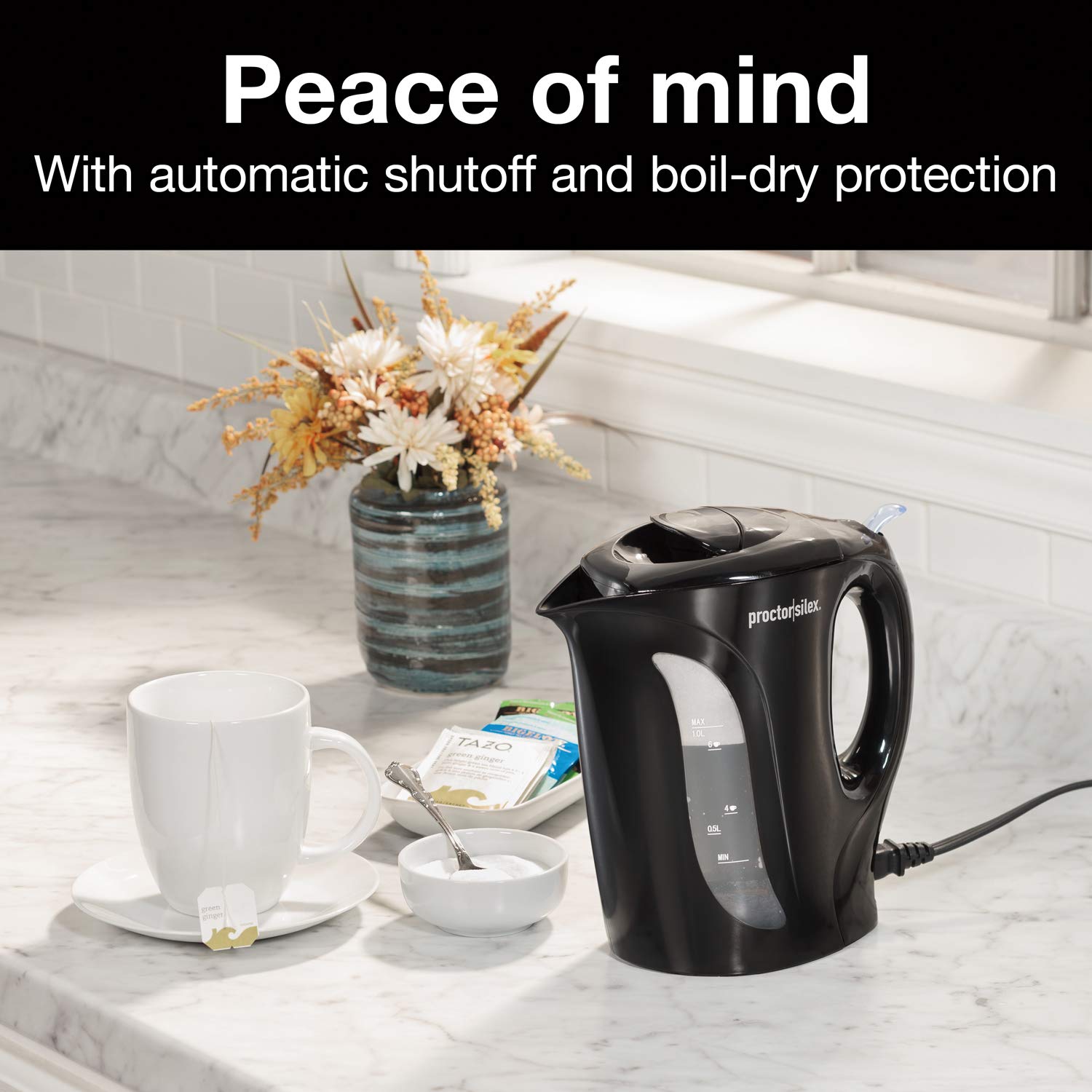 Foto 4 pulgar | Tetera Eléctrica Proctor Silex, Caldera De Agua, 1 L, 1000 W, Negra - Venta Internacional.
