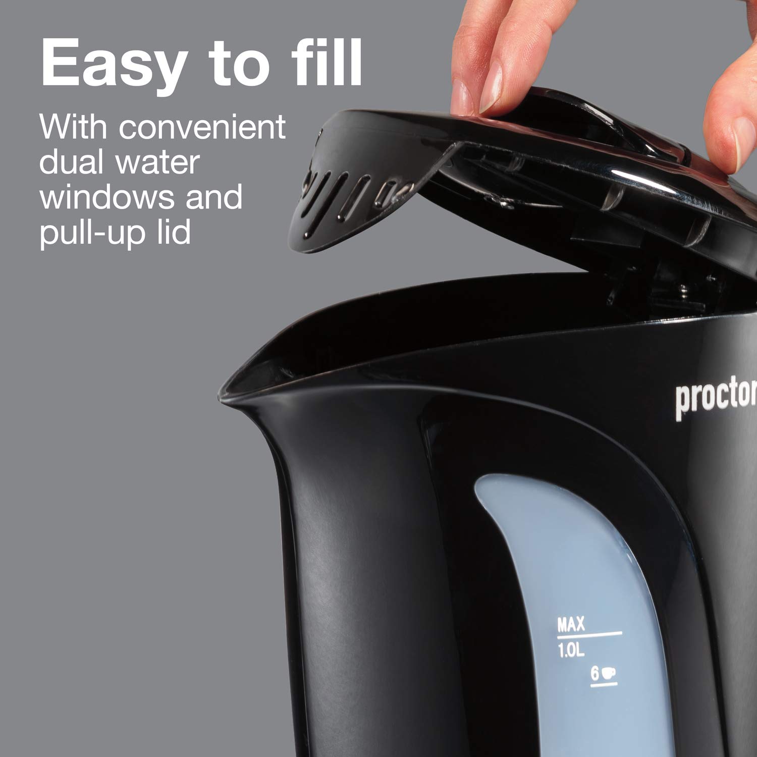 Foto 5 pulgar | Tetera Eléctrica Proctor Silex, Caldera De Agua, 1 L, 1000 W, Negra - Venta Internacional.