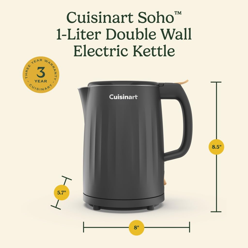 Foto 6 pulgar | Hervidor Eléctrico Cuisinart Soho 1l De Doble Pared Negro - Venta Internacional.